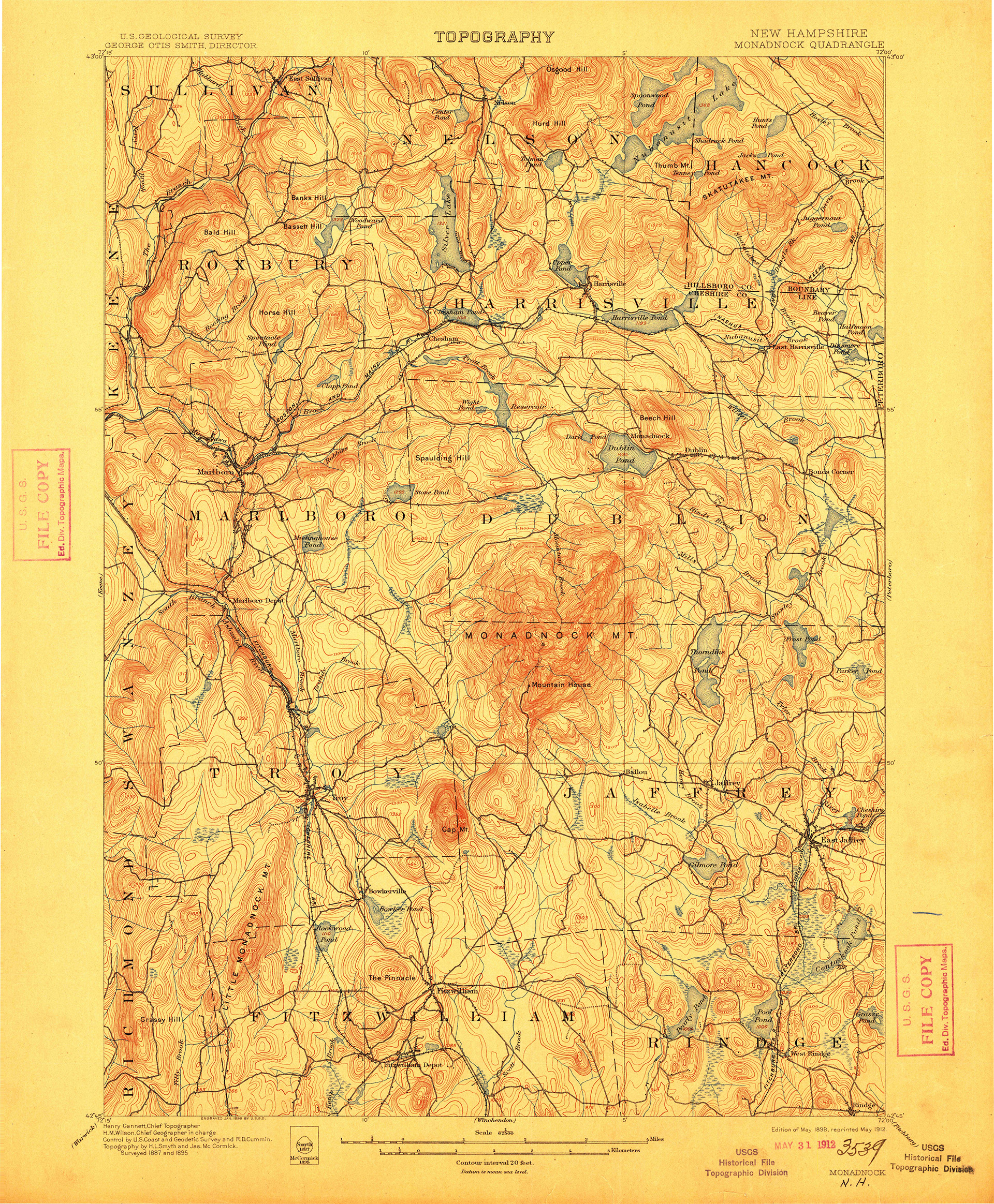 Map image: 1898 USGS Map