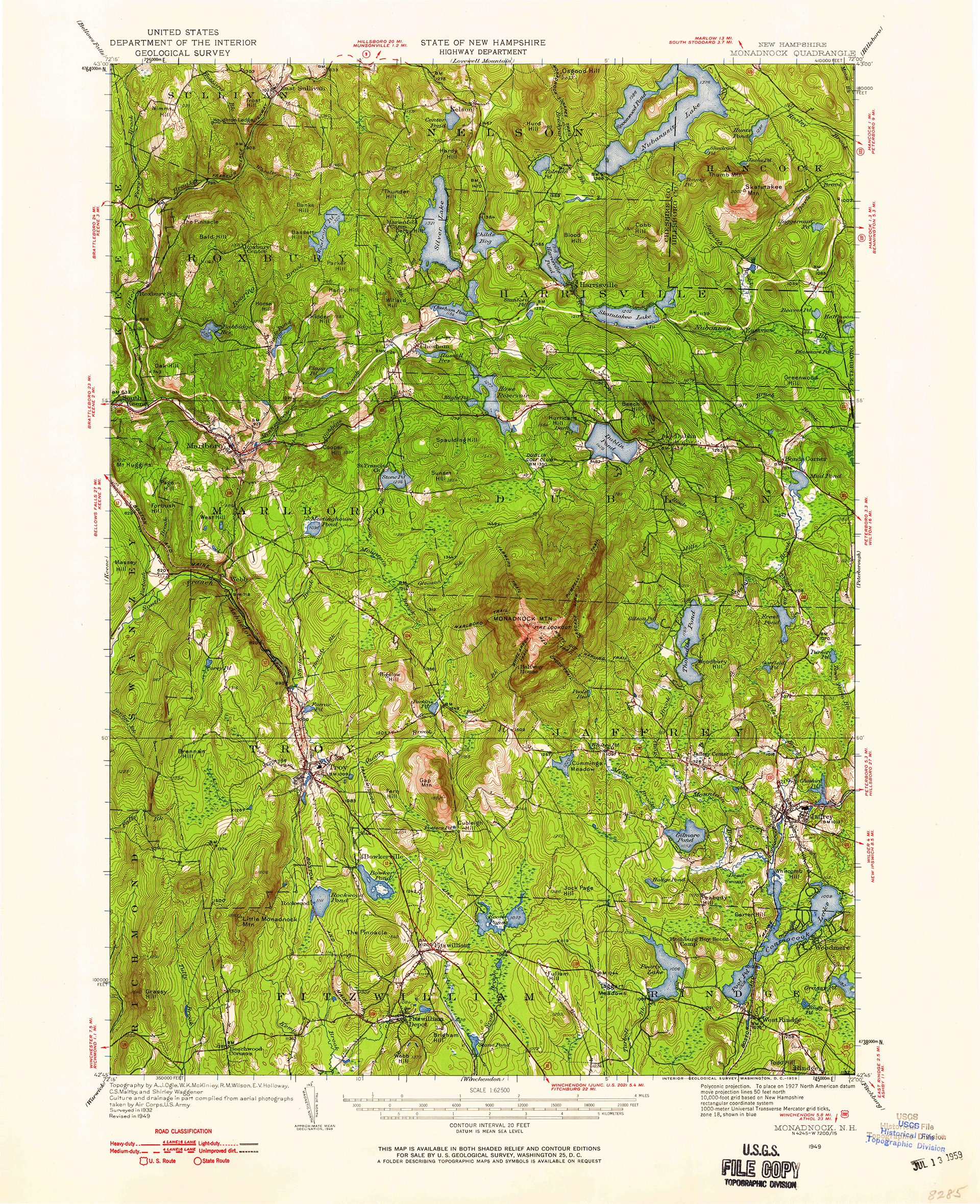 Map image: 1949 USGS Topographic